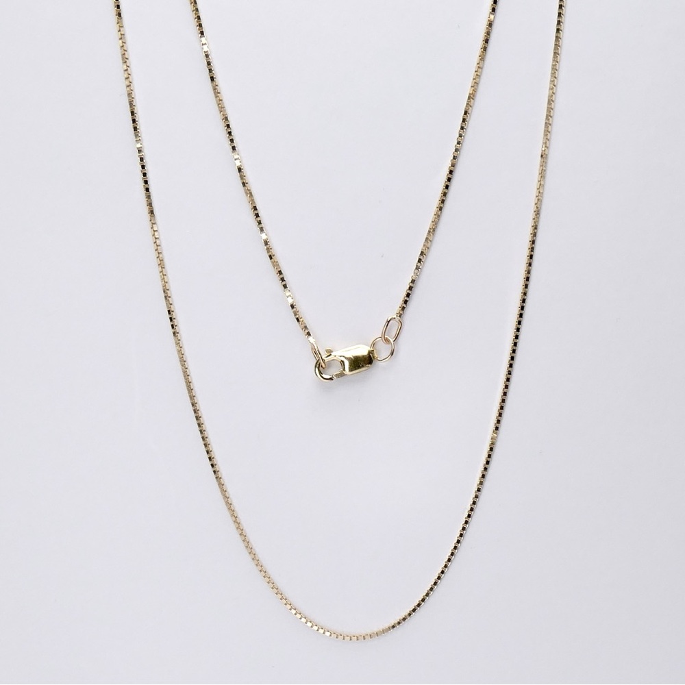 10K Yellow Gold 20” Box Link Lobster Clasp Chain Necklace 1.8g - New
